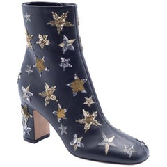 Valentino Women's Star Embellished Black Ankle Boots