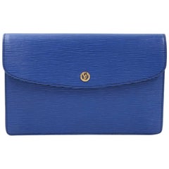 Vintage Louis Vuitton Borneo Montaigne MM Blue Epi Leather Clutch Bag at  1stDibs