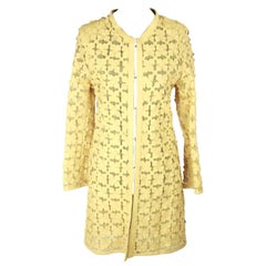 ITALIAN Yellow Leather FLOWER CARDI COAT Overcoat SIZE 44