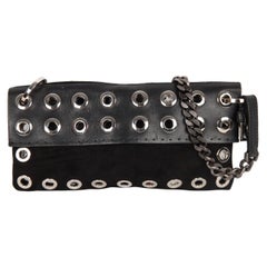 VERSUS VERSACE Vintage Black Suede & Leather RIVET SHOULDER BAG 9