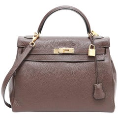 HERMES Kelly II 28 in Brown Taurillon Clemence Leather