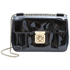 CHLOE Flap Bag in Navy Suede and Black Patent Leather