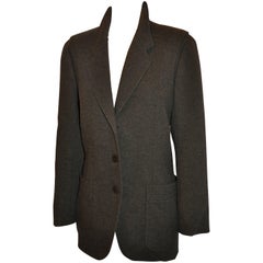 Retro Hermes Charcoal Brown Cashmere Three-Button Patch Pocket Jacket