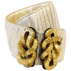 1980's Oscar de La Renta Gold Lamé Square Knot Belt