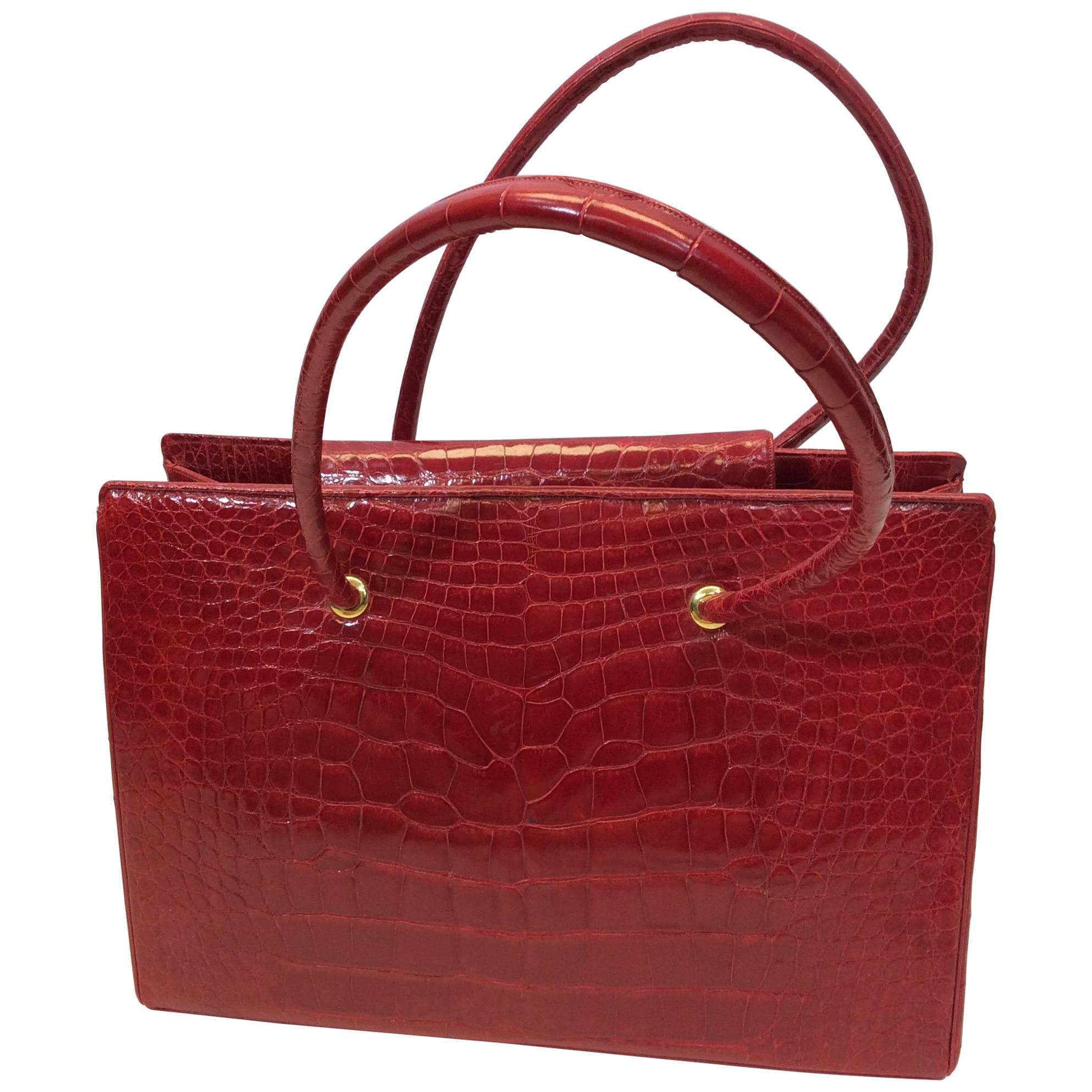 Judith Leiber Red Skin Tote With Coin Purse
