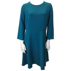 Parosh Teal Skater Style Dress with 3/4 Sleeves