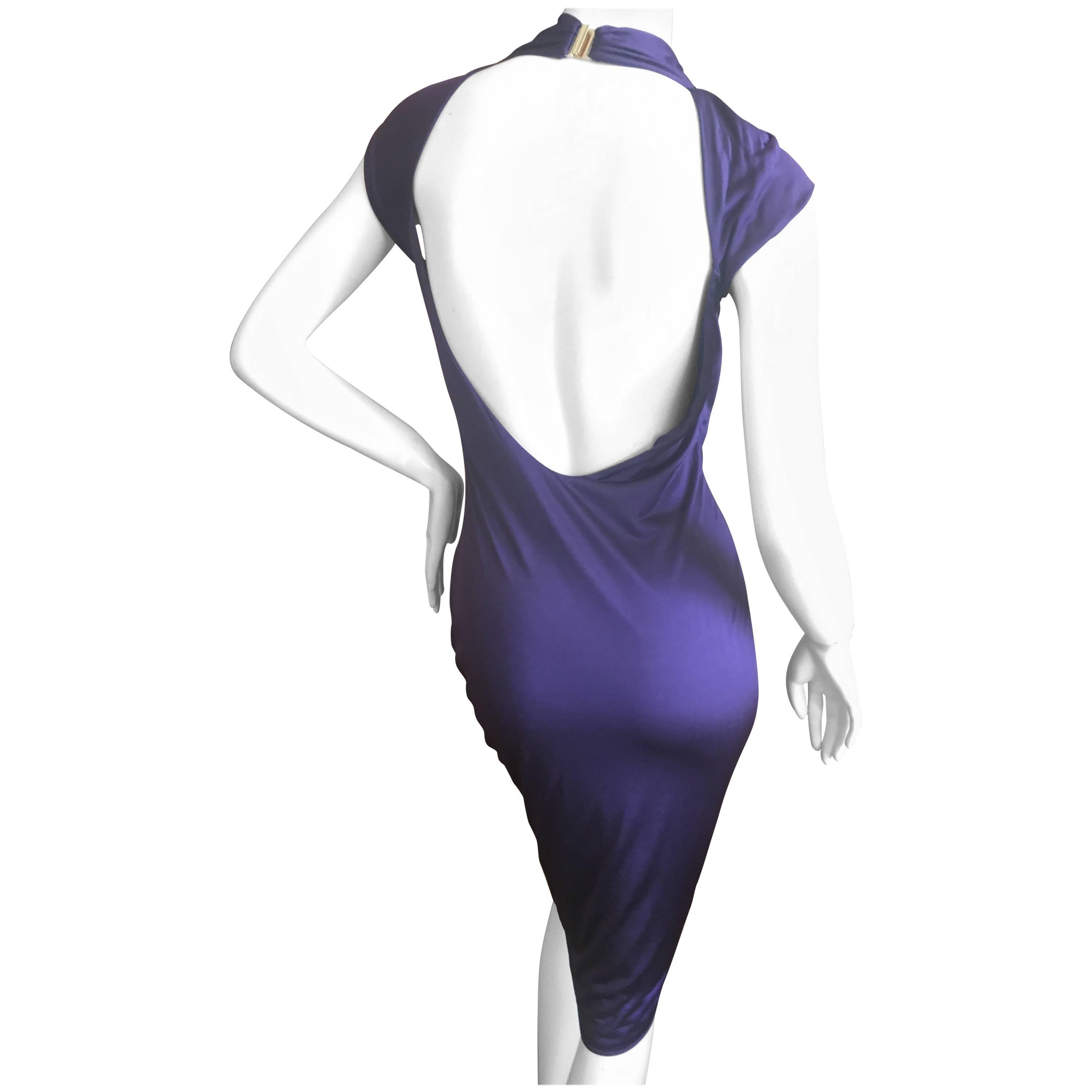 Gucci by Tom Ford Purple Backless Knot Dress For Sale