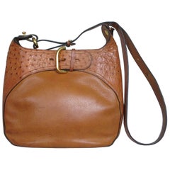 Vintage delvaux leather ostrich shoulder bag