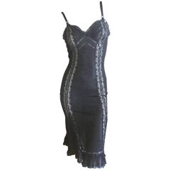 D&G Dolce & Gabbana Vintage Lace Overlay Sheer Little Black Cocktail Dress