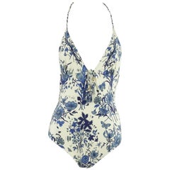 Gucci Blue Floral Print Swimsuit