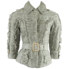 Burberry Gray Shutter Pleat Silk Jacket - 36