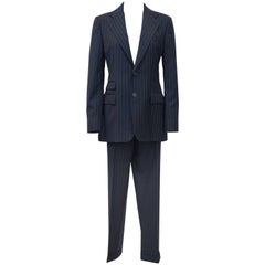 Vintage 1990's Ralph Lauren Navy Blue Pin Stripe Suit