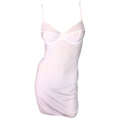 1990's Dolce & Gabbana Sheer Pearl White Bra Slip Dress 8
