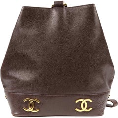 Vintage Chanel Brown Caviar Leather Sling Bag