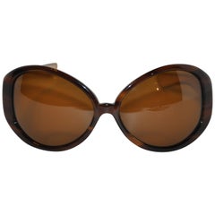 Retro Kieselstein Cord Huge Tortoise Shell & Embossed Croc Calfskin Sunglasses