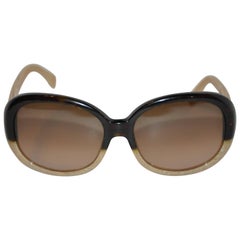 Retro Chanel Signature Black & Bamboo Pattern Lucite Sunglasses