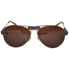 Chloe Polished Gold Hardware Frame Accented with Lambskin Sunglasses