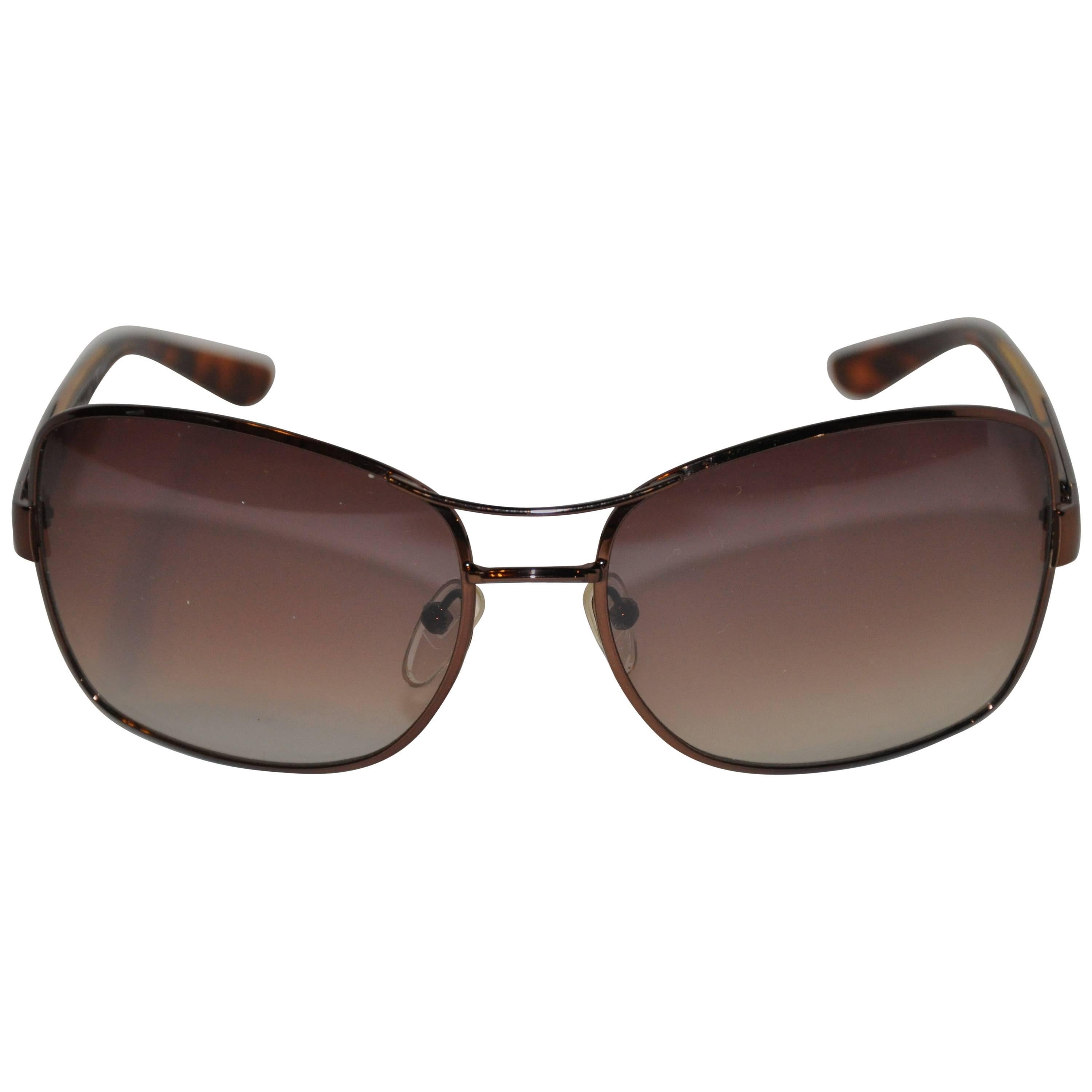 Valentino Smoked Hardware Accented with Tortoise Shell Sunglasses