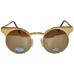 GianFranco Ferre Polished & Textured Gold Hardware Frame Sunglasses