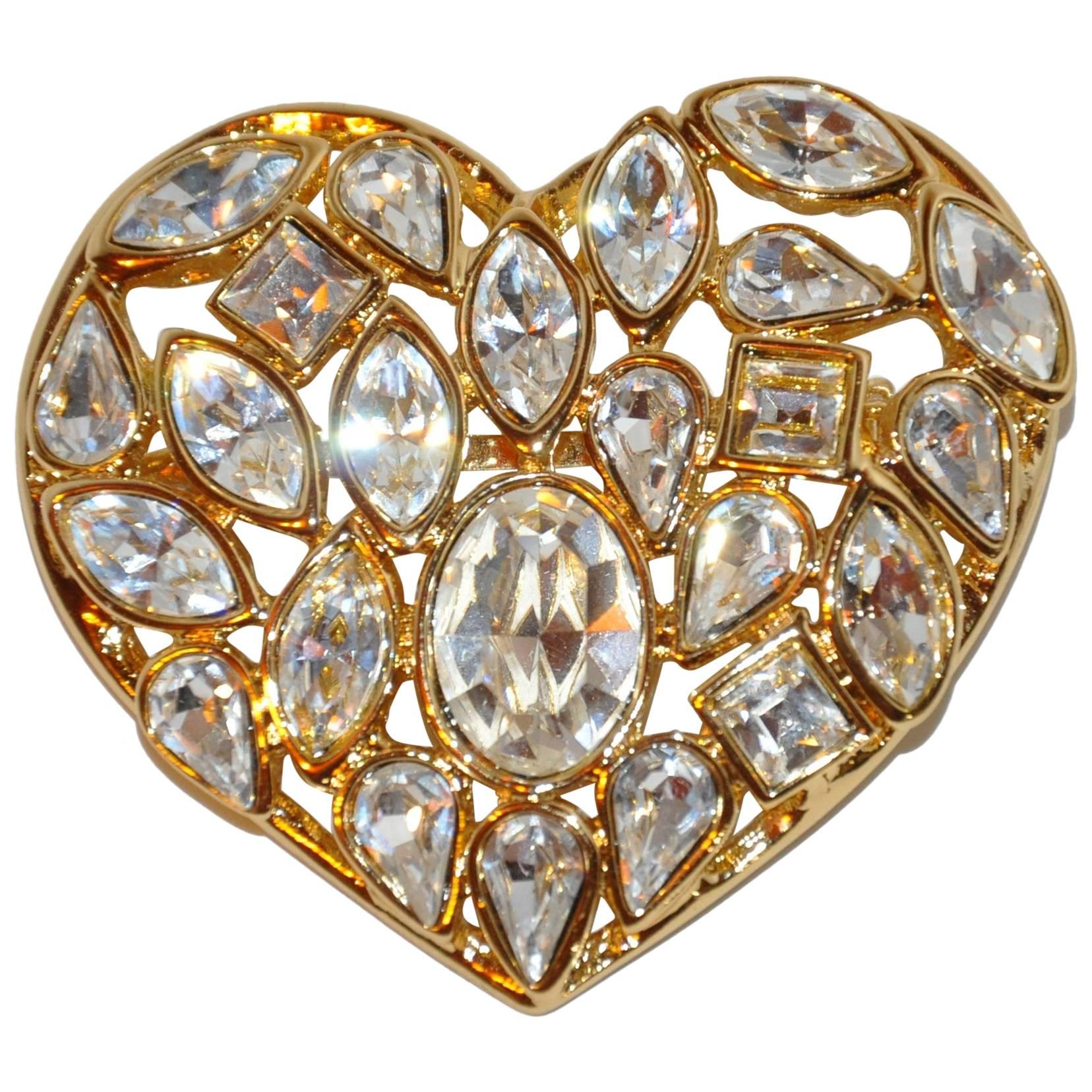 Yves Saint Laurent "Hearts to Hearts" Riesige Multi-Strass-Brosche