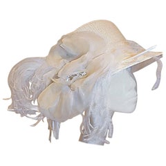 Tracey Tooker Couture Fancy  Ivory summer Hat with flower and Feathers