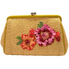 COLLECTIBLE Christian Dior Raffia Leather Clutch / LIKE NEW