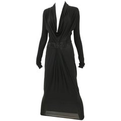 Vestido de cóctel de punto negro Gianfranco Ferre de los años 90