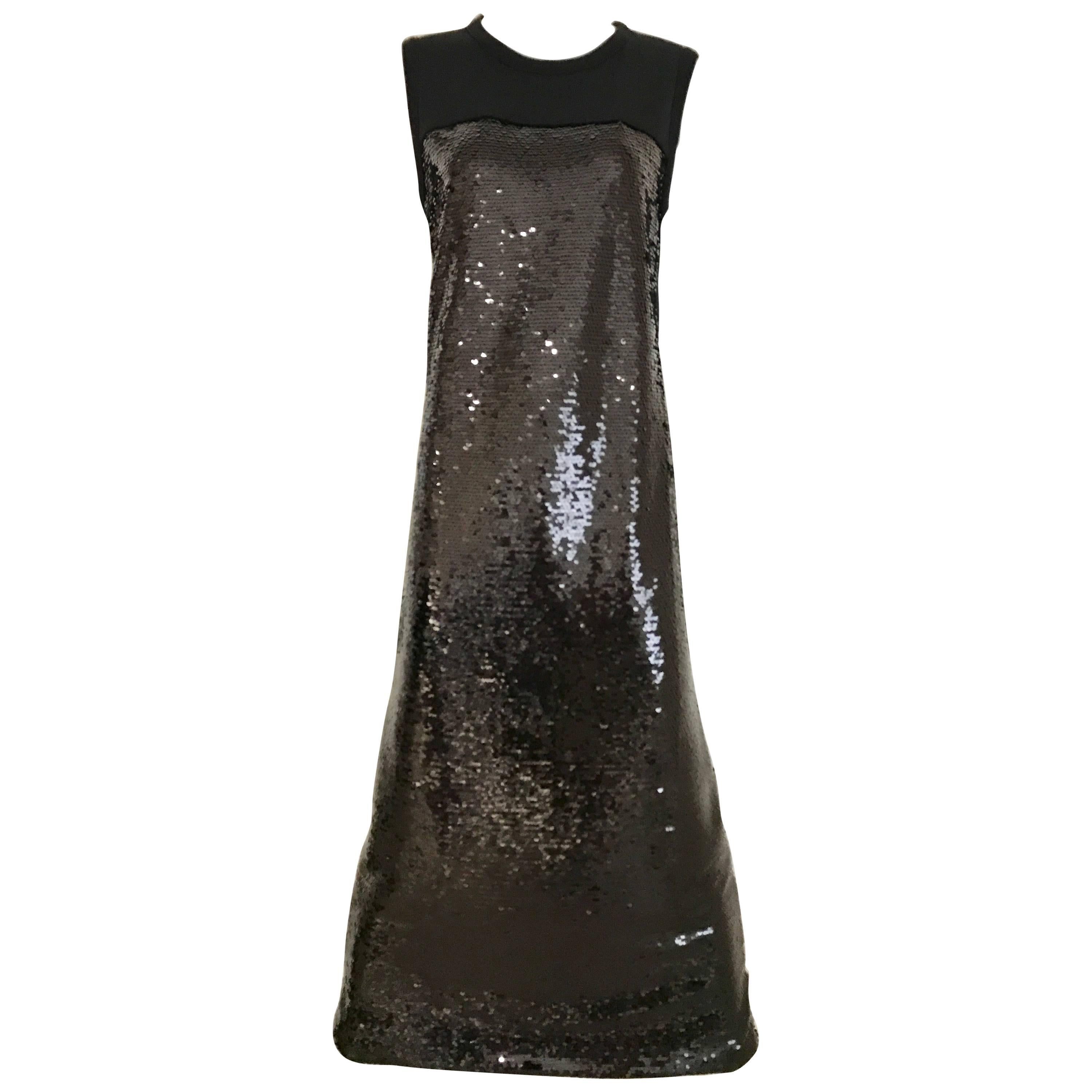 Giambattista  Valli Black Sequin Sleeveless Jersey Knit Maxi Dress