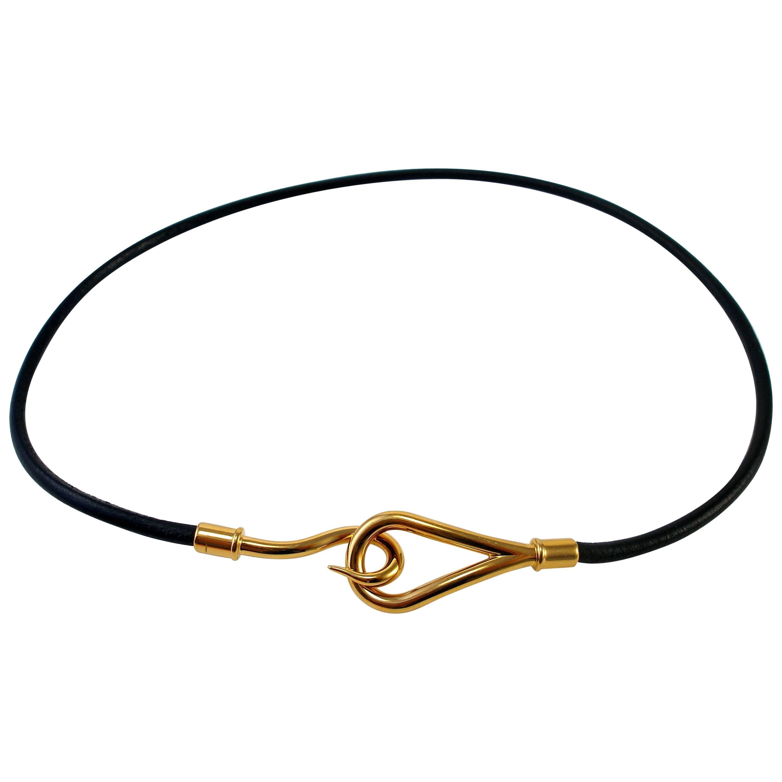 SOLD OUT EVERY WHERE Hermès Made in France JUMBO Black and gold plated Necklace 