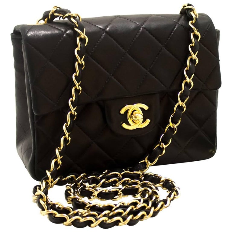 CHANEL Mini Small Chain Shoulder Bag Crossbody Black Quilted Flap For Sale at 1stdibs