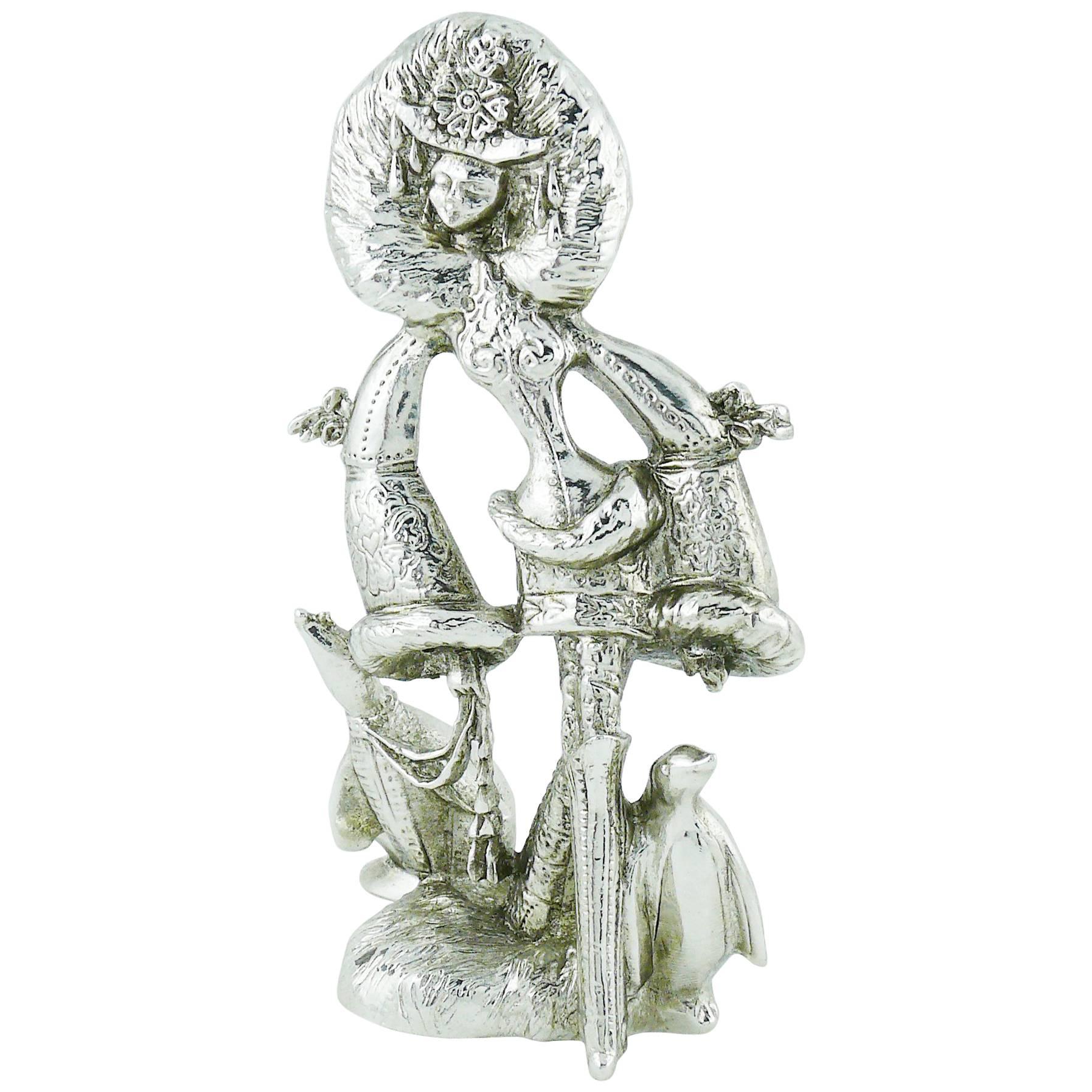 Christian Lacroix Vintage Rare Silver Toned Allegoric Paperweight For Sale