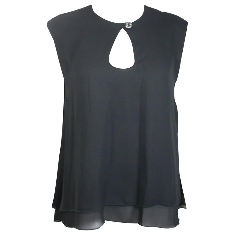 Ikons Black Polyester Double Layers Sleeveless Blouse For Sale at 1stdibs