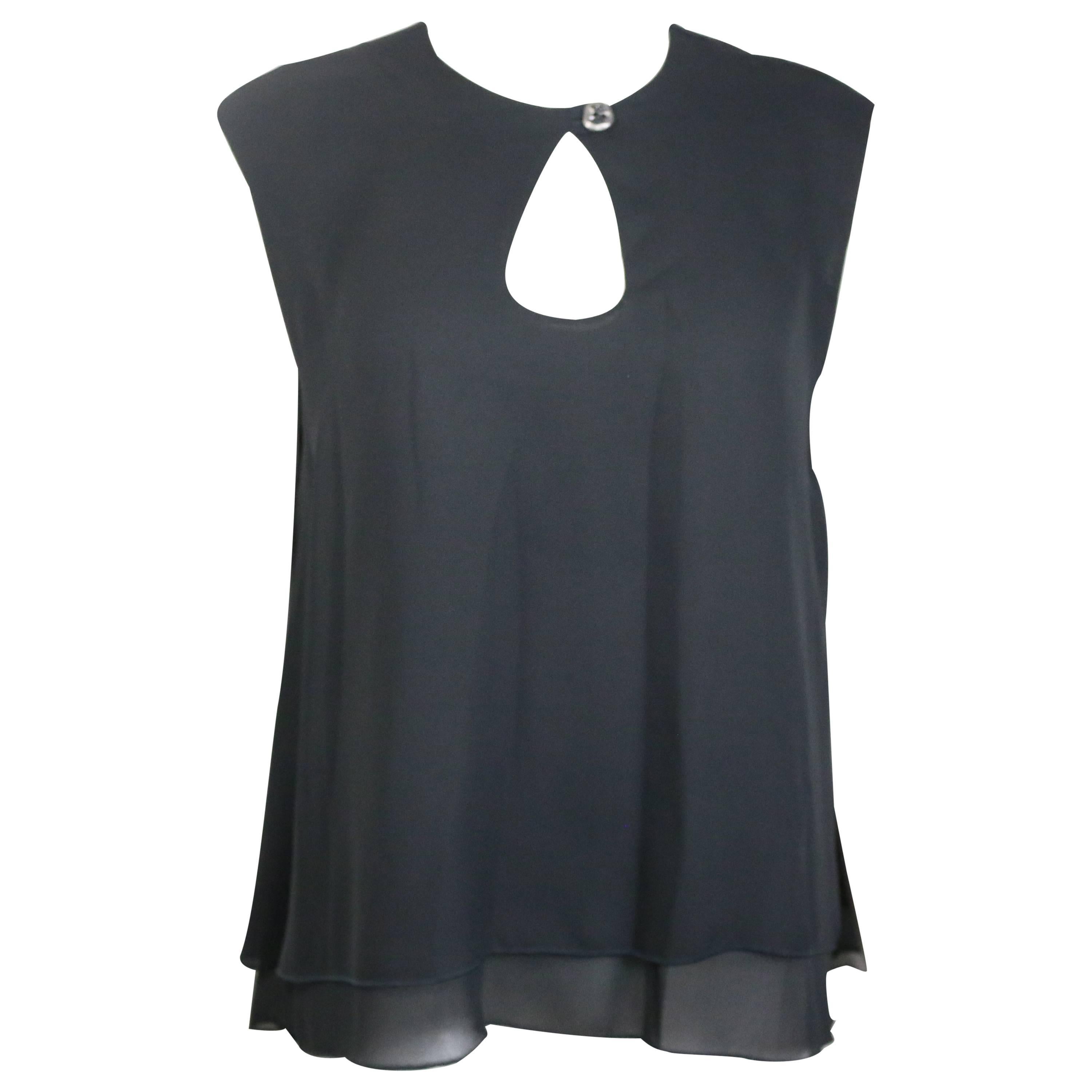 Ikons Black Polyester Double Layers Sleeveless Blouse  For Sale