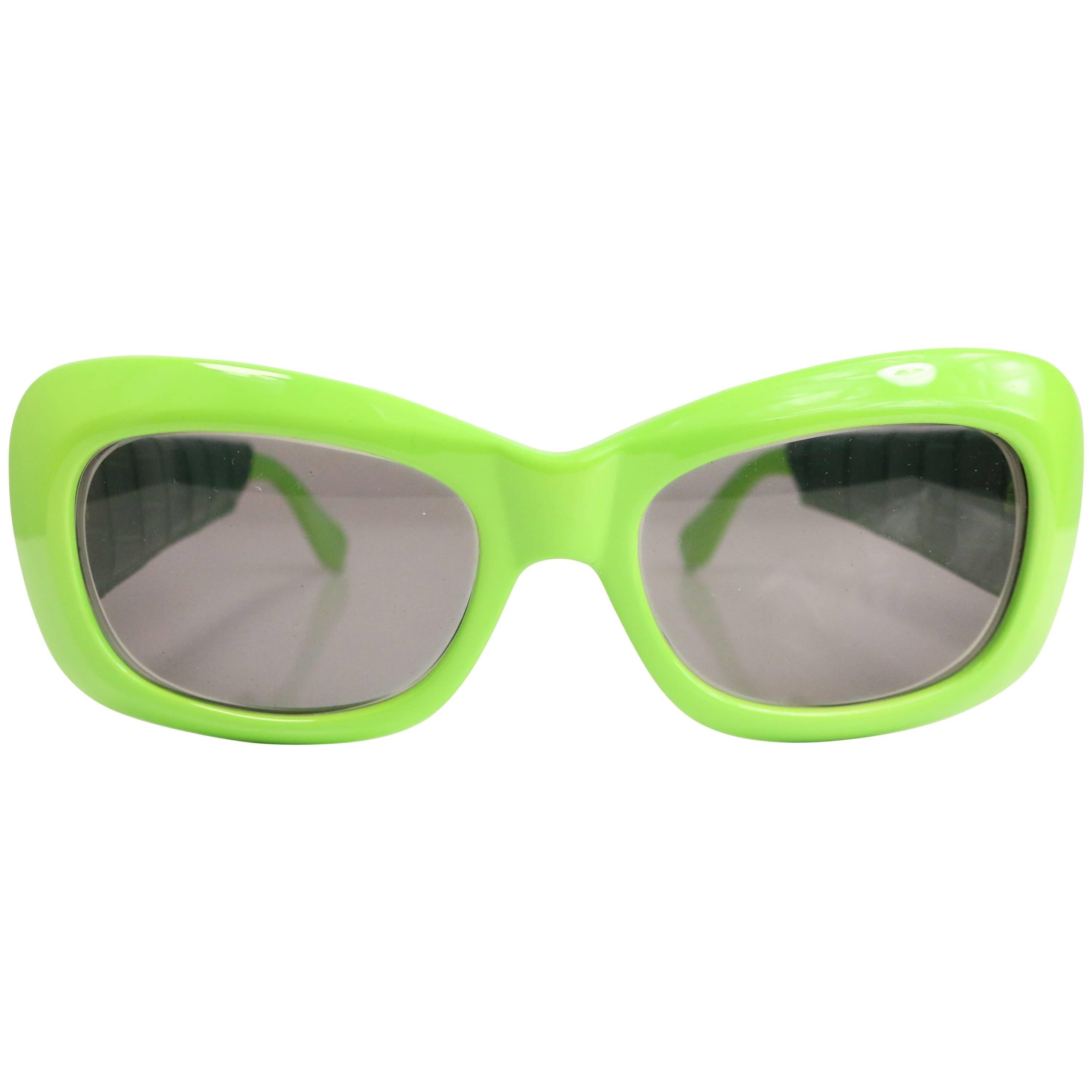 Gianni Versace Green Croc Leather Sunglasses  For Sale