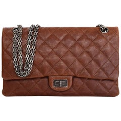 Chanel Brown Distressed Caviar Leather 2.55 Reissue 226 Double Flap Classic Bag 5