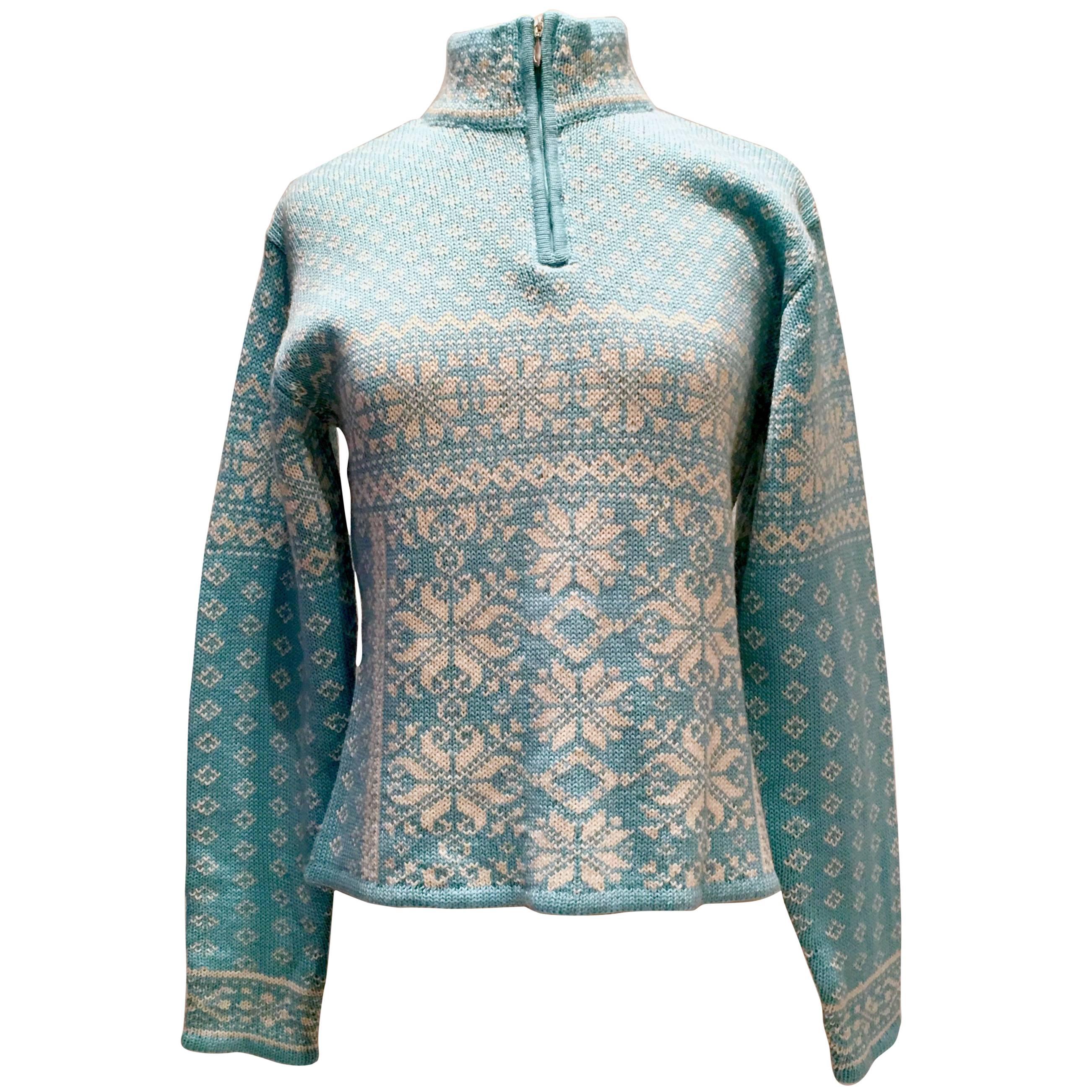 Contemorary & New Wool Snowflake Ski Sweater For Gorush By Obermeyer For Sale