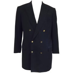 Men's Elegant Brioni Wool Double Breasted Jacket with Polo Player Buttons