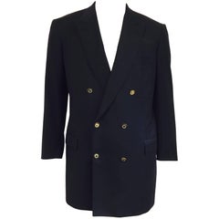 Men's Elegant Brioni Wool Double Breasted Jacket with Polo Player Buttons 5