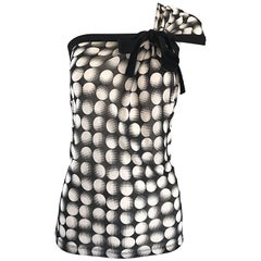 Jean Paul Gaultier Haut Op Art asymétrique noir et blanc taille large, années 1990, Neuf