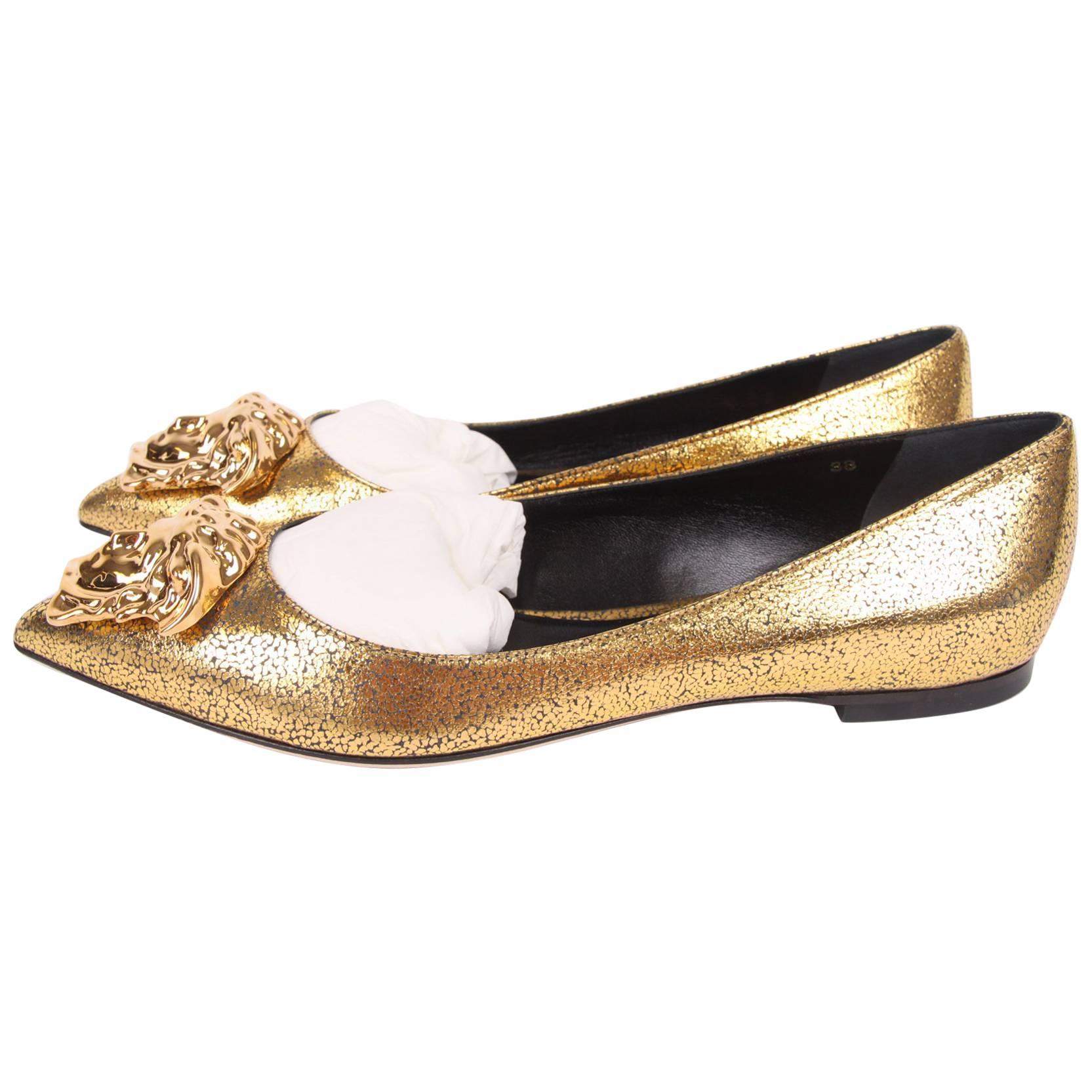 Versace Medusa Ballerina Flats - gold leather at 1stDibs | versace medusa  flats, versace flats, versace ballerina shoes