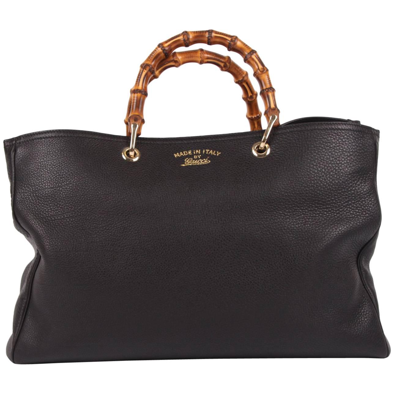 Gucci Bamboo Shopper Tote Bag L - black leather 