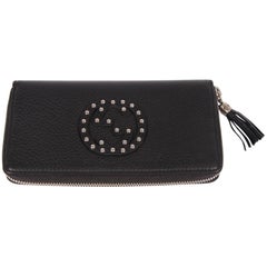       Gucci Studded Zip Around Wallet - black leather 