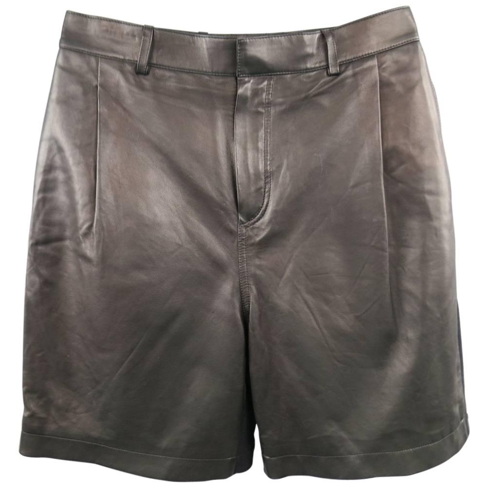 Men's GIVENCHY Size 30 Pleated Leather Knit Back Bermuda Shorts