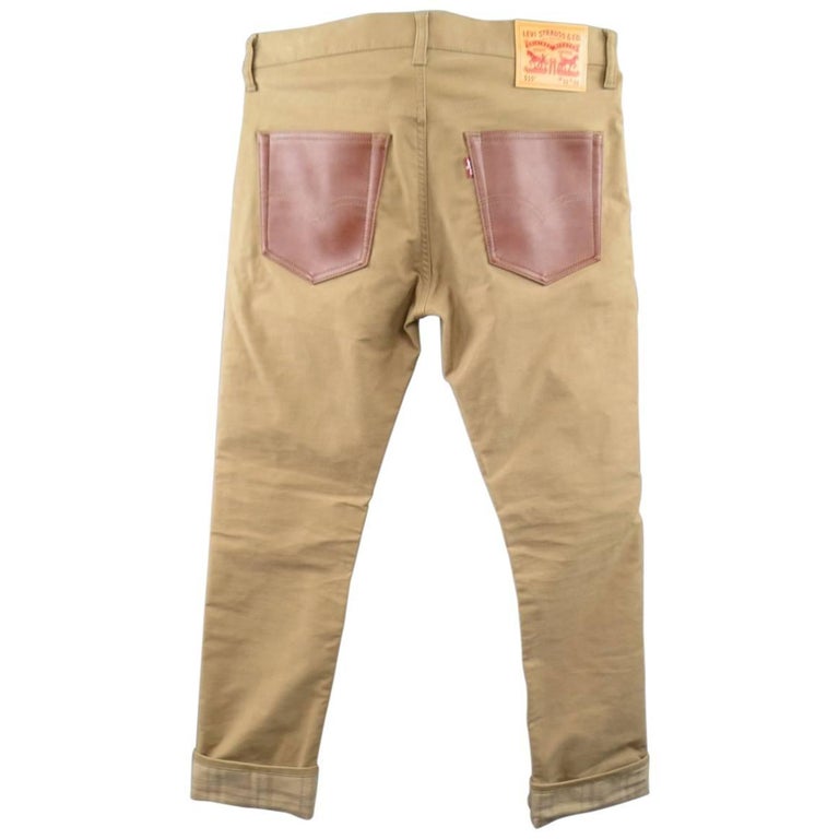 Men''s JUNYA WATANABE X LEVI''S Size M Tan Cotton Plaid Cuff Leather Pocket  Jeans at 1stDibs | levi plaid pants, junya watanabe x levi's jeans, levis  leather pants men's