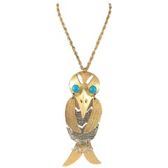 1970s Huge Kenneth Jay Lane Bird Pendant Necklace