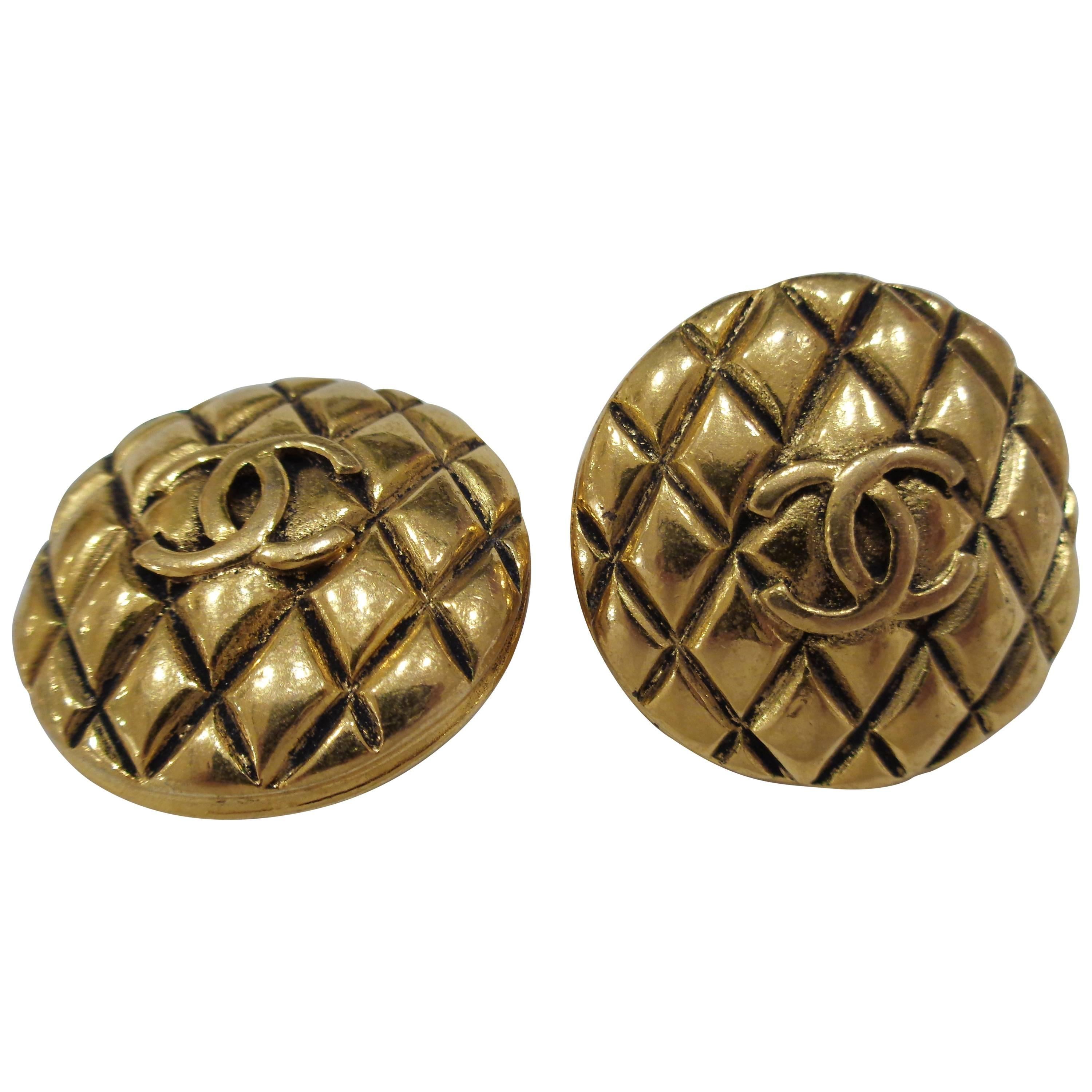 Chanel gold tone clip on earrings
