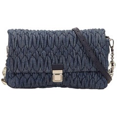 Miu Miu Blue Gathered Denim Shoulder Bag 8