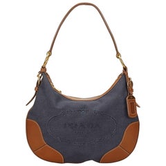 Prada Blue Canvas Shoulder Bag 5