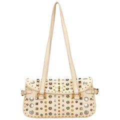 Miu Miu White Studded Leather Shoulder Bag 3