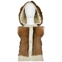 Christian Dior By John Galliano Alpaca Fur & Crochet Hoodie Vest Runway 2001
